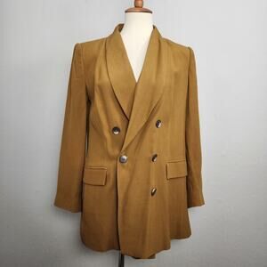 L'Agence Jayda Double Breasted Shawl Collar Blazer Spiced Mustard Size 2 NWT